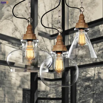 Dřevěné Barevné Loft Stylu Vintage Průmyslová Přívěsek Osvětlení Retro Lampa, Edison Žárovku, Lamparas Listry E Pendentes