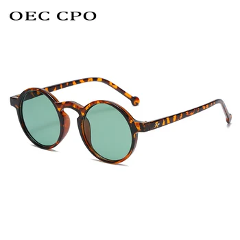 OEC CPO Kulaté sluneční Brýle, Ženy, Vintage Nýty Zdobí Sluneční Brýle, pánská Móda Klasické Leopard Zelené Odstíny Brýle UV400 Brýle