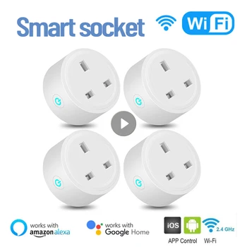 Tuya Wi-fi Smart Plug Socket UK 20A Adaptér Bezdrátové Dálkové Ovládání Power Energy Monitor Časovač Pro Alexa Google Home Inteligentní Život