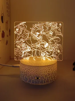 Demon slayer kimetsu č. yaiba 3d led lampa pro ložnice manga noční světla anime, akční figurky, Dekorace lampara de noche