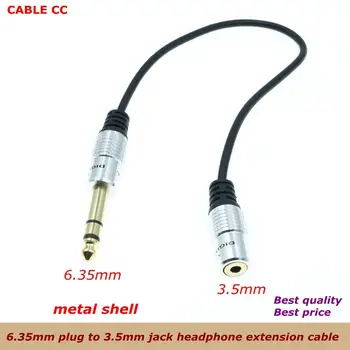 6,35 mm Konektor do 3,5 mm Zdířky pro Sluchátka Prodlužovací Kabel Kovové Pouzdro Stereo 6.35 Revoluce 3.5 Samice Audio Kabel Adaptéru