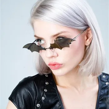 Q Bat Tvar sluneční Brýle 1ks Módní Brýle Pro Ženy, Muže, Osobnosti bez Obrouček Vintage Europeanan Styl