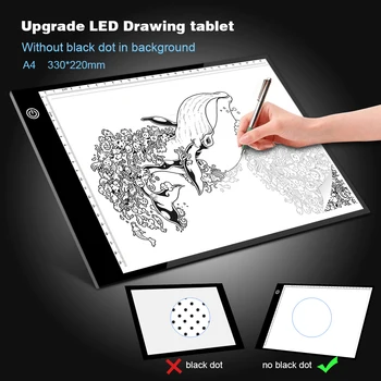 Upgrade Kreslení Tablet LED Světlo Box A4 Grafický Psaní Tracer Digitální Kopie Pad Rady pro Diamond Malování Skica