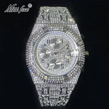 MISSFOX Luxusní Hodinky Pro Muže Módní Značka Ledový Diamant Bling Hodiny, Automatické Datum Plné Oceli Chron Quartz náramkové Hodinky Reloj