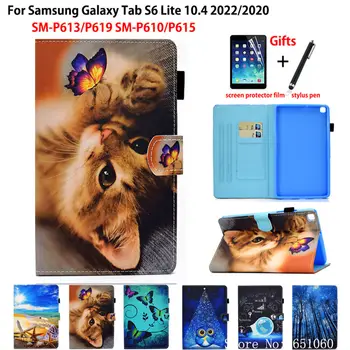 Pro Samsung Galaxy Tab S6 Lite 2022 Případě 10.4 2020 SM-P613 SM-P619 SM-P610 SM-P615 Kryt Funda Roztomilý tisk Stand Capa +Dárek