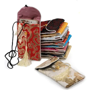 10ks Střapec Krku lano Brýle Pouzdro Craft Bag Balení, Čínské Hedvábí, Brokát Ženy Univerzální Mobilní Telefon, Peněženku Pokrytí Velkoobchod