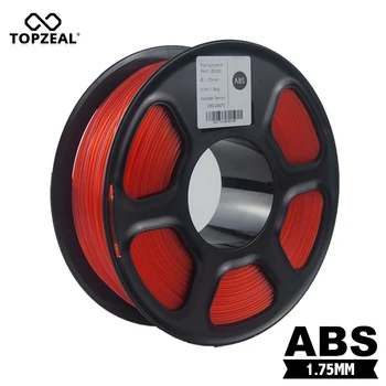 TOPZEAL ABS Transparentní Červená Barva tisková Struna ABS 1,75 mm 1KG/Roll Plast Spotřební Materiál pro 3D Tiskárny Filament