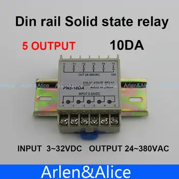 10DA 5 Kanál na Din lištu SSR quintuplicate pěti vstup 3~32VDC výstupní 24~380v ac jednofázový DC solid state relé