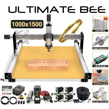 BulkMan 3D 1000x1500mm ULTIMATE Bee CNC Router Rytí Plný Upgrade Kit kuličkový Šroub Klidné Převodovka Dřevo Frézka