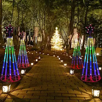 Nové LED Pět-špičaté Hvězdy Vodopád Lampa Zahrady Trávník Hvězda Vánoční Strom Světla IP200 US UK Plug pro Vánoční Venkovní Dekorace