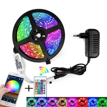 WIFI Ovladač RGB LED Strip Světlo SMD 2835 5M Vodotěsný RGB Pásky, DC12V Stuha dioda led Pásků Světlo Flexibilní Proužek Lampa IR
