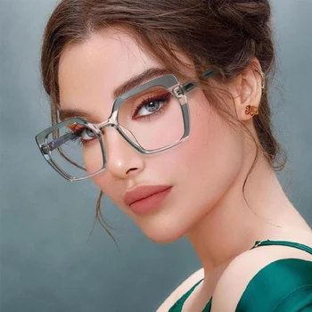 Nové Trendy Brýlové obruby Vintage Náměstí Zelené Nadrozměrných Transparentní Gglasses Rám Ženy Módní Jasné, Dámské Brýle