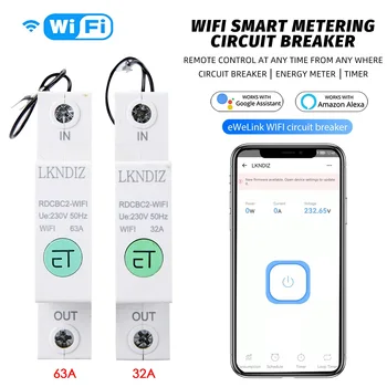 1KS Nové Ewelink jednofázové WIFI Inteligentní Elektroměr Kwh Měření Monitorování Jistič Časovač Relé pro Smart Home 63A/32A