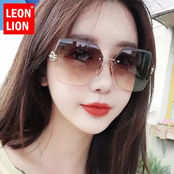 LeonLion 2021 Sluneční Brýle Bez Obrouček Ženy Ženy Sluneční Brýle Luxusní Značky, Značkové Sluneční Brýle, Ženy, Samonosné Kovové Gafas De Mujer