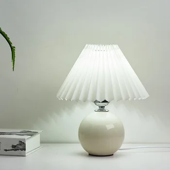 Vintage Skládaný Stolní Lampy Japan Style Keramické Tkaniny Stojící Stolní Lampa pro Obývací Pokoj Ložnice Lampa Art Dekor Svítidla