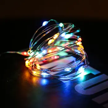 Vícebarevná LED Baterie String Světla, 1M 2M 3M Vodotěsné Měděný Drát Světla pro Vánoční Zahrada Domácí Dekorace
