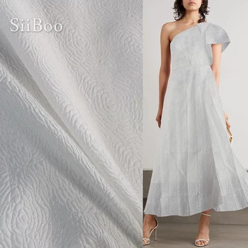 Americké vysoce kvalitní módní rose styl bílé reliéfní žakárové brokátu tkaniny pro dámské letní šaty telas tkáních SP6172