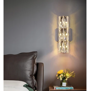 ložnice noční dlouhé nástěnné svítidlo pozadí zeď villa světlo luxusní high-end Obývací pokoj crystal nástěnné světlo