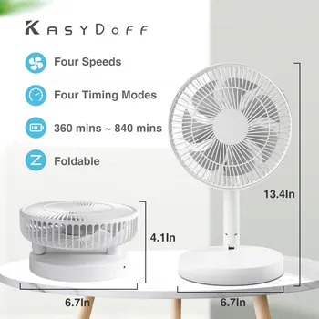 KASYDoFF Dobíjecí USB Stůl Ventilátor ,7200mAh Přenosný Mini stojan Ventilátor Chlazení Malých Skládací ventilátor pro psací Stůl pro Domácí Kancelář a ložnice