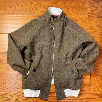 Podzim/zima bunda pánské Ivy Styl American retro all-wool tweed stand-up límec krátké G9 Harrington
