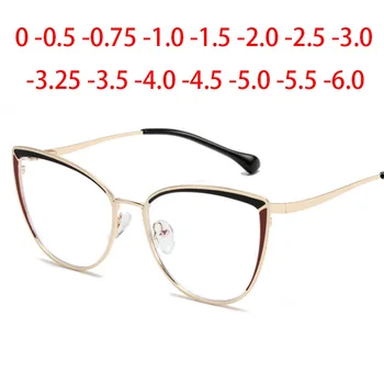 Anti-modré Světlo Cat Eye Předpis Brýlové Ženy Krátkozrakost Čočky Samozabarvovací Brýle Dioptrické 0 -0.5 -0.75 -1.0 -2.0 Až -6.0