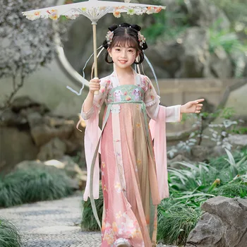Děti Víla Roztomilý Králík Výšivky Hanfu Čínské Tradiční Kroje Dívka Han Dynastie Tanec Nosit Cosplay Orientální Starověké Su