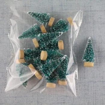 12 Kusů Mini Vánoční Strom, Sisal, Hedvábí Cedr - Dekorace Malý Vánoční Strom Modrá Zelená Bílá Mini Strom