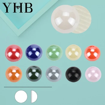 YHB 2mm-7mm Vysoce Kvalitní opravy Hotfix Půl Kulaté Krystal Imitace Pearl Korálky Flatback Perly pro Řemesla DIY Dekorace Nail Art