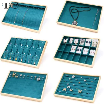 Log Šperky Zásobník Masivního Dřeva Z Mikrovlákna Zelené Šperky Zásobník, Šperky Displej Zobrazení Kolekce Šperků Zobrazení