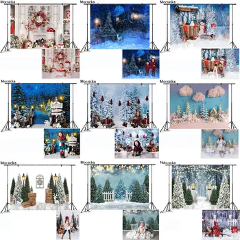 Vánoční Kulisy Pro Fotografování V Zimě Zasněžené Scény Vánoční Strom, Dítě, Dítě, Narozeniny, Foto Tapety Na Pozadí Focení