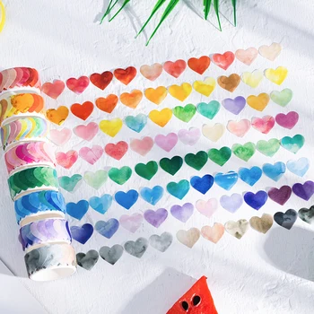 100 ks/lot Kawaii Washi pásky Gradient láska srdce nálepka Scrapbooking materiál Etikety Pro Děti, Kancelářské potřeby