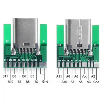 Zihan DIY 24pin USB 3.1 Typ C Samice Zásuvka Konektor SMT typ Připojené s PC Deska Cablecc
