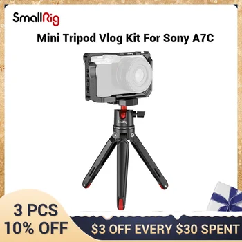SmallRig Lehký Vlog Kit Pro Sony A7C Fotoaparát klec S Stolní Mini Stativ s Panoramatickou kulovou Hlavou Rig Set 3134