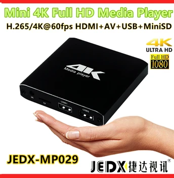 JEDX MP029 MINI 4K Full HD 1080P multimediální Přehrávač s SD/USB/HDMI AV/Podpora Automatického přehrávání 4K UHK H. 265/H. 264/VP9 až 60fps