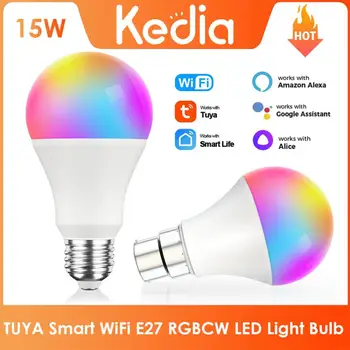 Kedia WiFi Inteligentní Žárovka B22 E27 LED RGB Lampa Práci S Alexa/Google Domov RGB+Bílá+Studené Světlo Stmívatelné Funkce Časovače Barva Žárovky