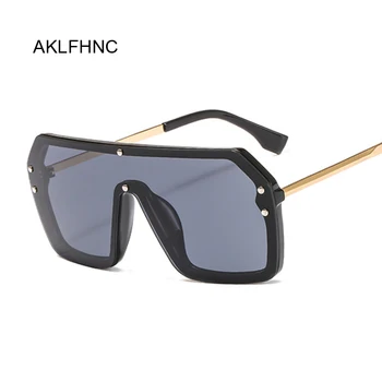 Nadrozměrné Náměstí sluneční Brýle, Ženy, Muži 2019 Luxusní Značky Vintage Sluneční Brýle Muži Velký Rám Brýle Black Shield sluneční Brýle UV400
