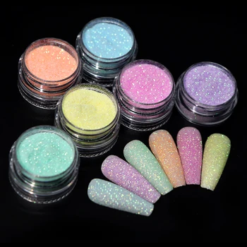 Duhové Cukrové Třpytky Pro Nail Art Dekorace Cukru Starlight Efekt Nehty Pigment Prášek UV Gel na nehty Manikúra Příslušenství