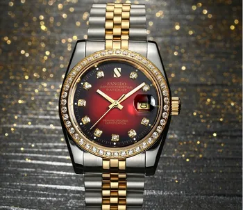 37MM SANGDO pánské hodinky Automatický Self-Vítr hnutí Vysoce kvalitní Luxusní Mechanické hodinky 324aaa