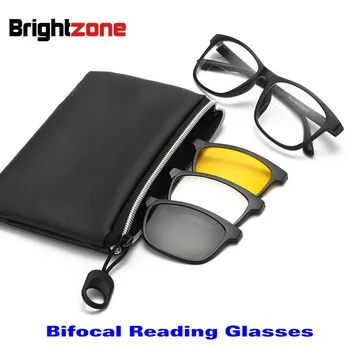 Dálky a Blízkosti Zobrazení Bifokální Multifokální Světlo Presbyopickém Brýle na Čtení s 3ks Sluncí nasazovací Magnet Zrcadlové Brýle