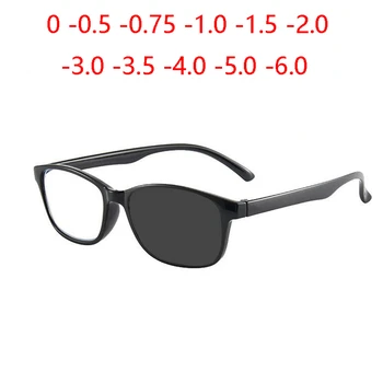 Sluneční Samozabarvovací Šedá Náměstí Krátkozraký Brýle Pro Blu-ray Blokování Minus Objektiv Předpis Brýlové 0 -0.5 -0.75 -1,0 Až -6