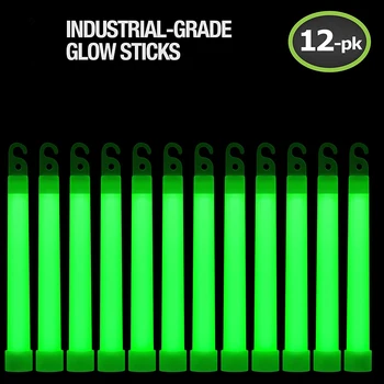 12 Pack Green Glow Sticks Použít Pro Kempování A Nouzové Přežití Použití 6 Palcový Ultra Jasný Chem Lehké Hole s 12 Hodinovou dobu Trvání