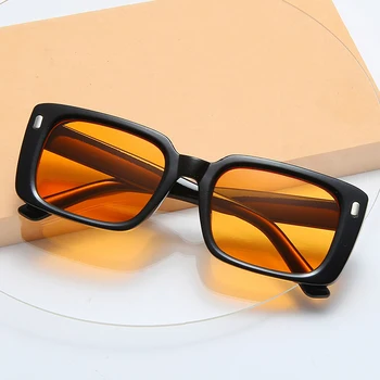 Náměstí Vintage Sluneční Brýle, Ženy Značky Značkové Retro Sluneční Brýle Ženské Módy Nýt Černá Oranžová Žlutá Zrcadlo Oculos De Sol