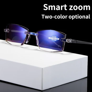 Inteligentní Zoom Daleko a Blízko Dual-používat Brýle na Čtení High-tech Anti-blue Light Jednoduchý Plátek Bezrámové Anti-záření, Brýle na Čtení