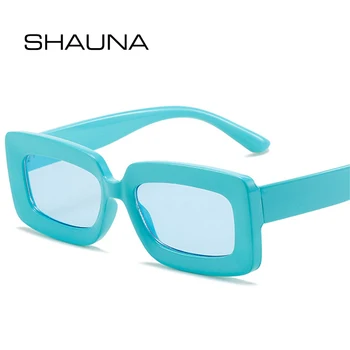 SHAUNA Móda Candy Barva Obdélník, sluneční Brýle, Ženy, Retro Modré Růžové Odstíny UV400 Muži Trendy Náměstí Sluneční Brýle
