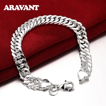 925 Silver 10MM Náramek Link Řetěz Pro Muže, Ženy, Svatební Módní Šperky