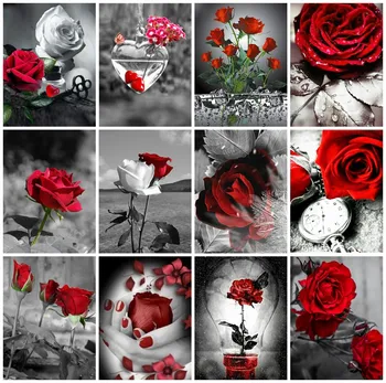 EverShine 5D DIY Diamantový Malování Růže Diamond Mozaika Květiny Rhienstones Umění Ruční Cross Stitch Dárek, Červená A Černá Série