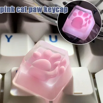 1ks Ručně vyráběné Vlastní Roztomilé Růžové Kočky Paw Keycaps Pro Mx Spínače Průsvitné příčné Osy Přizpůsobené Mechanické Herní Klávesnice Keycaps