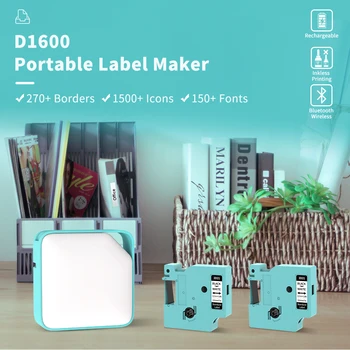 D1600 Dobíjecí Tiskárna Etiket Portable Label Tvůrci Více Písem, Ikony Inkless Nálepka Tiskárny Kompatibilní s iOS, Android