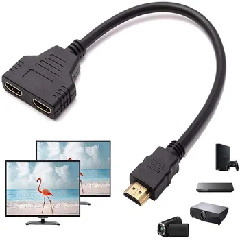 HDMI-kompatibilní 2 Dual Port Splitter 1080P HDMI-kompatibilní s v1.4 Muž Dvojí Ženské Adaptér Kabelu 1 V 2. HD LED LCD TV Horké