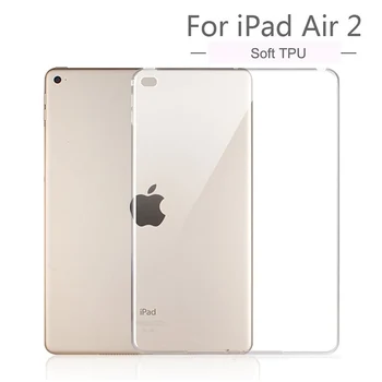 TPU Průhledné Pouzdro pro iPad Air 2 9.7,Krystal Zadní Kryty Ochranné pro iPad 6 Tablet Jasné, Černá Modrá Červená Růžová Fialová